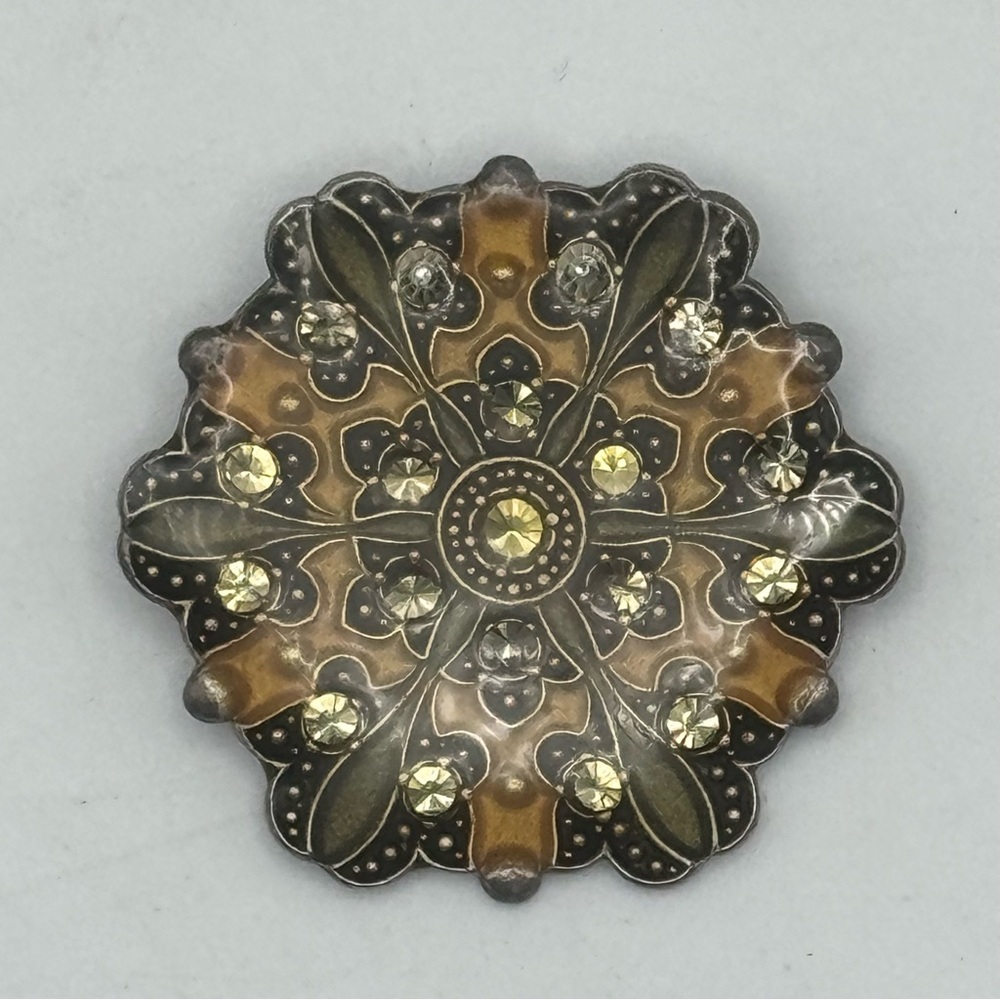 Vintage Catherine Popesco France CP Art Deco Revival Rhinestone Enamel Brooch